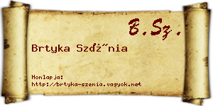 Brtyka Szénia névjegykártya